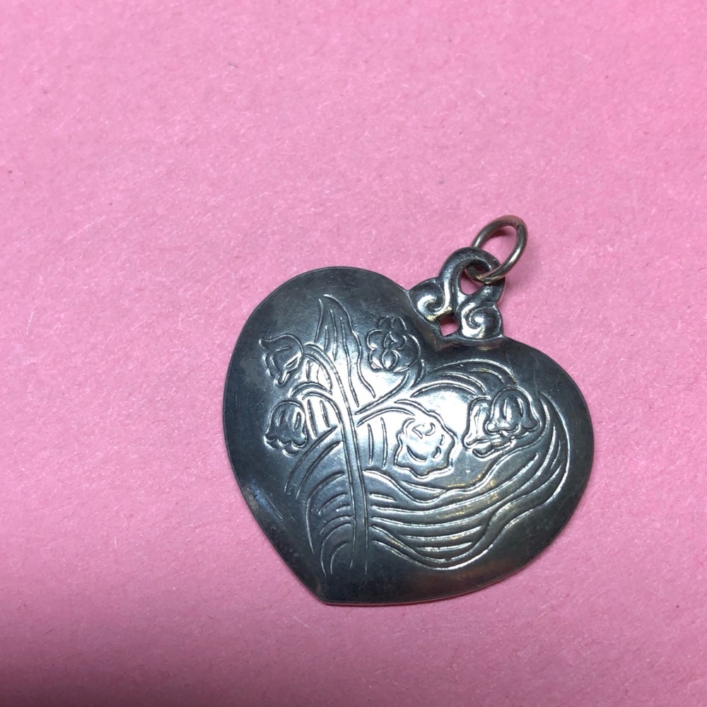 Stieff Lily of the Valley Pewter Heart pendant